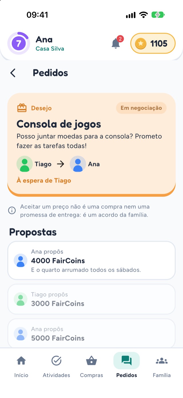 Negociação de uma recompensa em FairCoins no FairHome